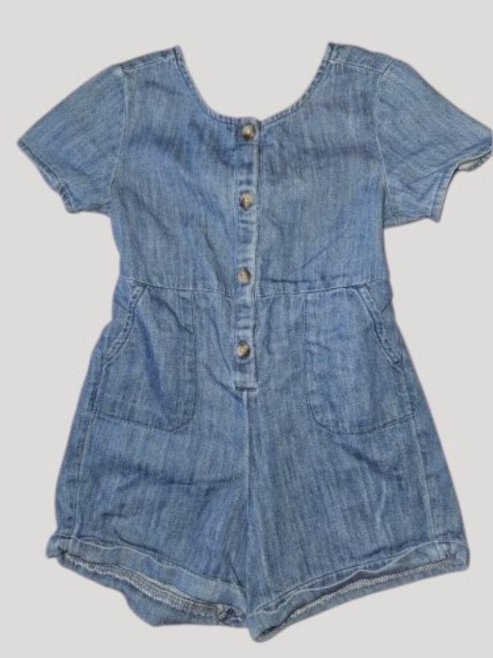 OLD NAVY Cut Out Back Denim Short Jumpsuit Romper Girls Size 4T Pockets